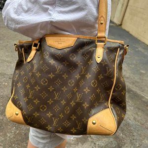 Louis Vuitton Estrela MM Tote Shoulder Leather Monogram Canvas Authentic Handbag